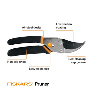 Bypass Pruning Shears, 5/8-Inch Cut Capacity Garden Clippers, Gardening Scissors with Sharp, Rust Resistant Steel Blade